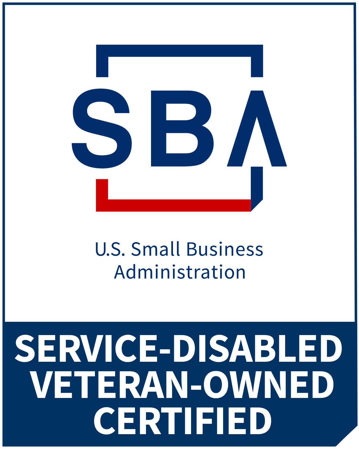 SBA-certified Service-Disabled Veteran-Owned Small Business (SDVOSB) badge — U.S. Small Business Administration